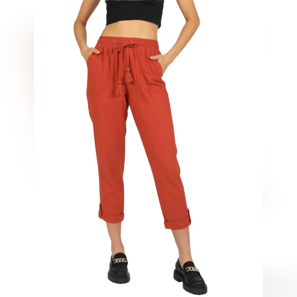 Sound Style Orange WB Convertible Linen Blend Pull On Pants